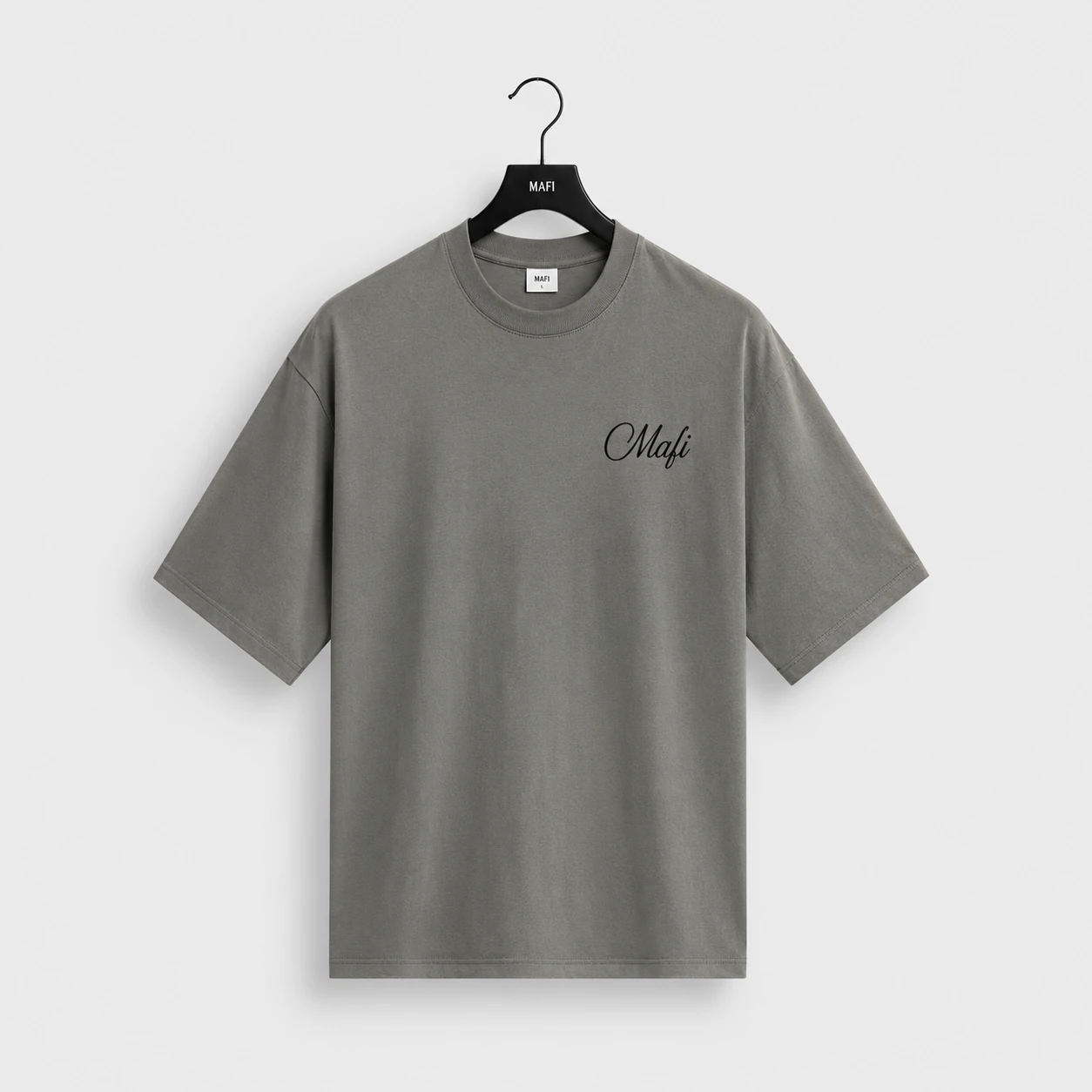 Script Logo Tee in olive grey with the MAFI script logo on the chest